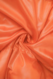 Vêtements d'extérieur décontractés unis patchwork à col zippé orange