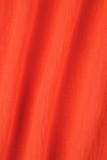 Laranja vermelho doce sólido patchwork babado fora do ombro manga curta duas peças