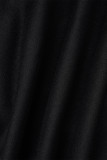 Black Casual Letter Print Basic Hooded Collar Tops