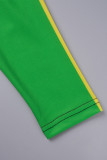 Vermelho Verde Casual Carta Estampa Básica O Pescoço Manga Longa Plus Size Vestidos