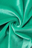 Verde Casual Sólido Patchwork Draw String Bolso Regular Cintura Média Calças de Cor Sólida Convencionais