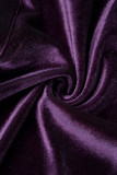 Púrpura Casual Sólido Patchwork Dibujar Bolsillo Con Cordón Regular Mediados De Cintura Convencional Color Sólido Bottoms