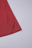 Красное сексуальное однотонное длинное платье на тонких бретелях с открытой спиной