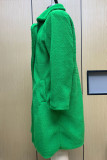 Grön Elegant Solid Patchwork Pocket Cardigan Krage Ytterkläder