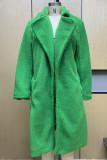 Зеленая элегантная однотонная лоскутная верхняя одежда с карманами и воротником-кардиганом