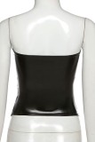 Zwarte sexy stevige uitgeholde frenulum backless strapless tops
