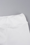 Witte sexy casual sportkleding effen uitgeholde rugloze spaghettibandje mouwloze twee stukken