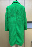 Green Elegant Solid Patchwork Pocket Cardigan Collar Outerwear