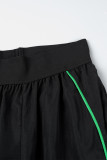 Schwarzes, lässiges, einfarbiges, einfarbiges Patchwork-Reißverschluss-Kragen-Langarm-Zweiteiler