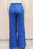 Black Casual Solid Patchwork Regular High Waist Conventional Solid Color Trousers