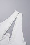 Abbigliamento sportivo casual bianco sexy Solido scavato senza schienale con cinturino per spaghetti senza maniche in due pezzi
