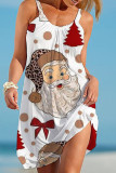 Vestido estampado con tirantes finos y retazos con estampado informal de Papá Noel Vestidos