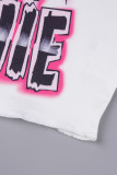 Roze casual print basic U-hals tops