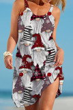 Witbruine casual print patchwork spaghettibandjes bedrukte jurk Jurken