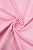 Розовый сексуальный повседневный сплошной спинки Спагетти ремень без рукавов из двух частей