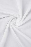 Blanc élégant imprimé bandage patchwork col en V sans manches deux pièces