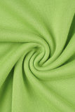 Verde Casual Sólido Patchwork Dibujar Bolsillo con cordón O Cuello Manga larga Dos piezas