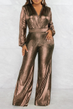 Silver Street Solid Patchwork V Neck Boot Cut Jumpsuits