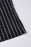 Zwart sexy effen uitgehold patchwork doorzichtige hoge opening hete boor spaghettibandjes sling-jurk Jurken