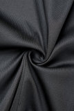 Capispalla con colletto risvoltato e bottoni patchwork solidi neri da strada (senza cintura)