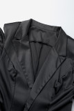 Black Street – vêtements d'extérieur à col rabattu avec boutons en patchwork uni (sans ceinture)