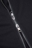 Cinza moda casual patchwork sólido colarinho com zíper manga longa duas peças