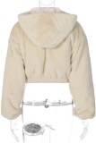 Apricot Casual Solid Patchwork Zipper Hooded Collar Outerwear
