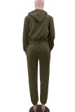 Apricot Casual Solid Basic O Neck Long Sleeve  Three Piece Set