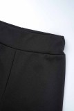 Colletto con cerniera patchwork solido casual moda nero manica lunga due pezzi