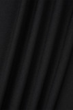 Черное сексуальное однотонное длинное платье с открытой спиной и разрезом на шее