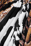 Dos piezas de manga larga con cuello mandarín y patchwork con estampado callejero negro