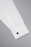 Zwart-wit casual gestreepte print uitgeholde patchwork POLO-kraag overhemdjurk Jurken
