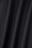 Zwart casual effen patchwork O-hals plus size twee stukken