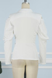 Weiße Street Solid Patchwork-Knopf-Umlegekragen-Oberbekleidung (ohne Gürtel)