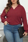 Grey Casual Solid Basic V Neck Plus Size Tops