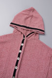 Персиковая однотонная верхняя одежда с воротником с капюшоном и пряжкой в ​​стиле пэчворк