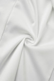 Белая уличная однотонная верхняя одежда с отложным воротником и пуговицами в стиле пэчворк (без пояса)