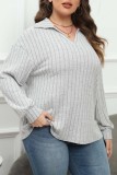 Yellow Casual Solid Basic V Neck Plus Size Tops