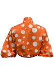 Orange Casual Print Patchwork Mandarin Collar Outerwear