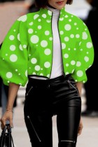 Зеленая повседневная верхняя одежда с воротником-стойкой и принтом в стиле пэчворк