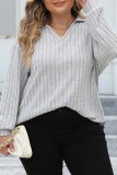 Paarsachtig rood Casual effen Basic V-hals Grote maten tops