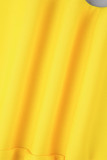 Pantalon jaune décontracté en patchwork de lettres, taille basse, slim, positionnement conventionnel, imprimé