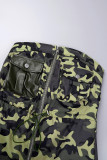 Exército verde rua camuflagem impressão retalhos cordão bolso zíper sem alças macacões regulares