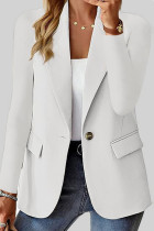 Wit casual effen vest met omslagkraag bovenkleding