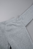 Pantaloni tinta unita convenzionali a vita media regolari patchwork solidi casual grigi
