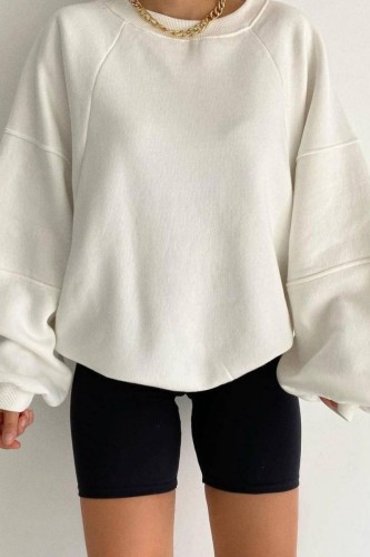 White Casual Solid Basic O Neck Tops