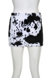 Noir blanc sexy décontracté imprimé basique maigre taille haute conventionnel jupes imprimées complètes