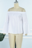 White Casual Solid Patchwork Off the Shoulder Tops