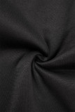 ブラック カジュアル ソリッド パッチワーク レギュラー ミッドウエスト 従来型 ソリッド カラー パンツ