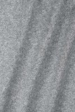 Серый сексуальный однотонный лоскутный комбинезон с карманами на молнии и воротником с капюшоном, обычный комбинезон